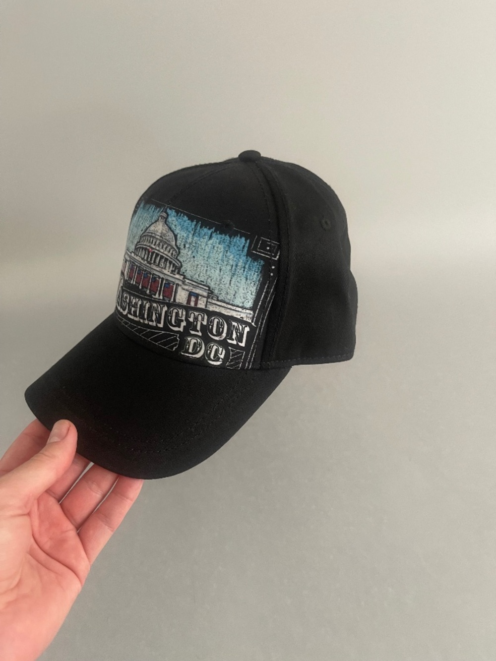 Washington DC Capitol Building Adjustable Baseball Cap Black